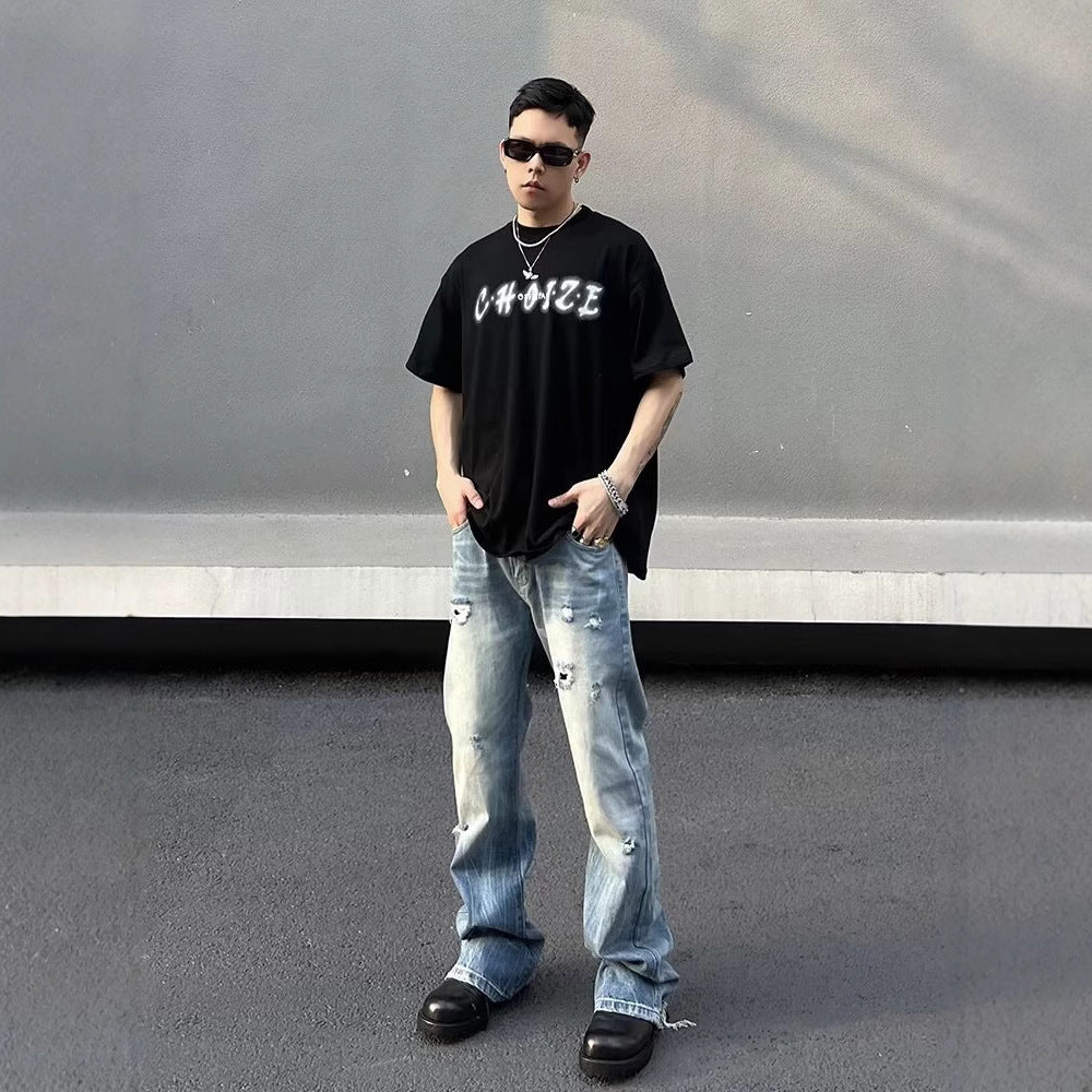 Wash Light Blue Ripped Jeans