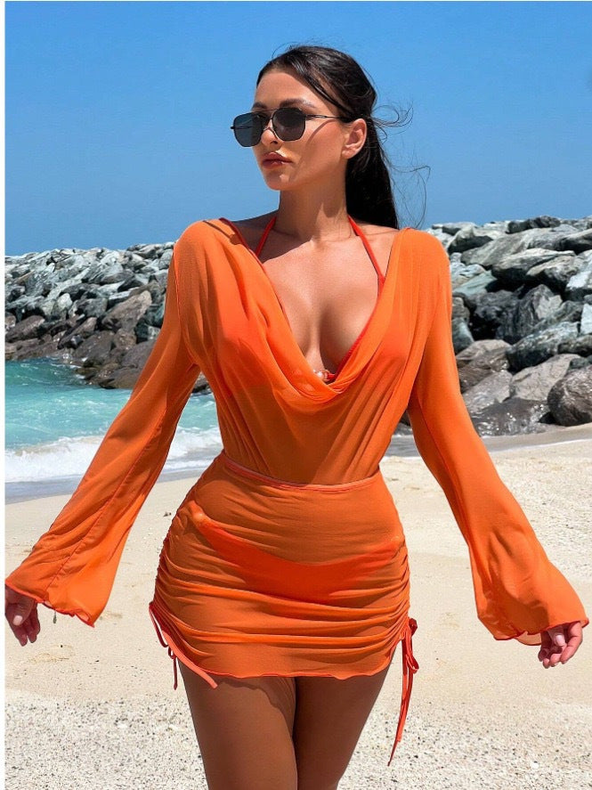 Sexy Lace-up Long Shirt Two-piece Bikini