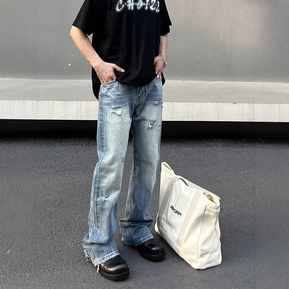 Wash Light Blue Ripped Jeans